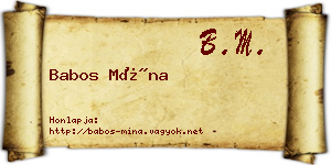 Babos Mína névjegykártya
